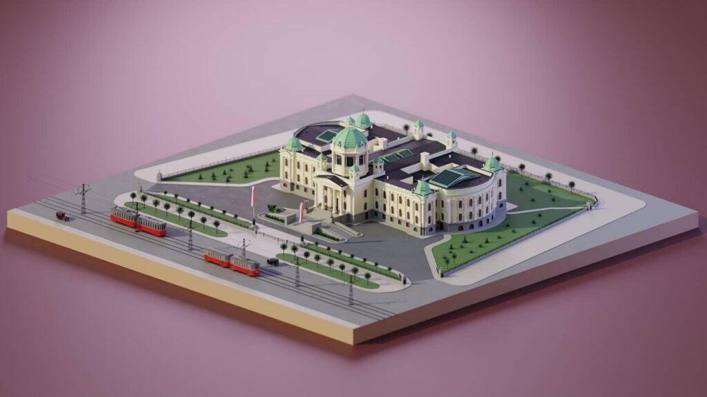 3D render of a city block