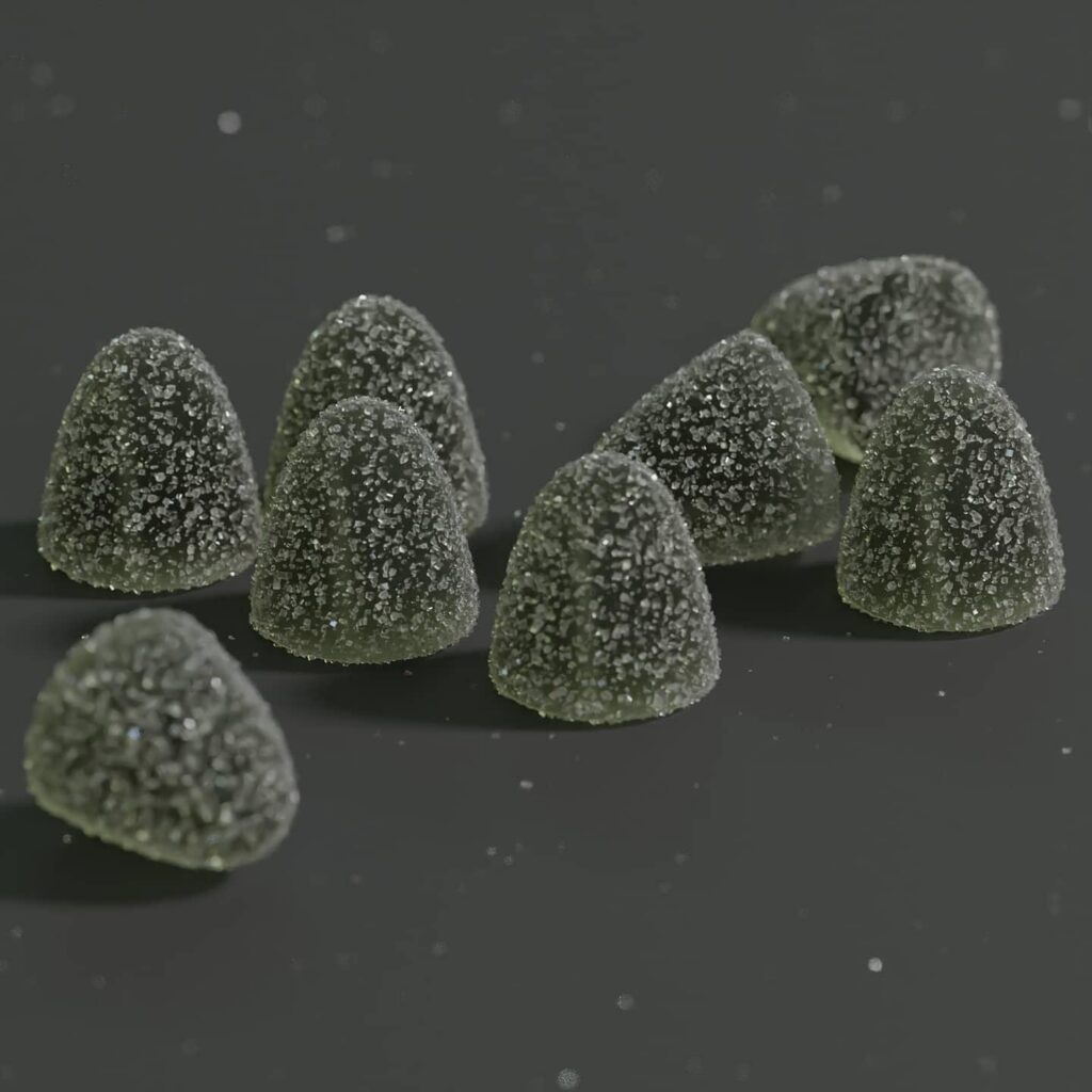 3D render of sugar-coated gummy candies