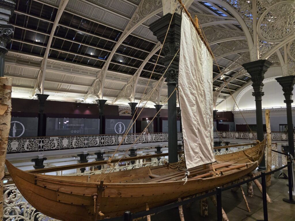 Viking ship replica in the museum's central court