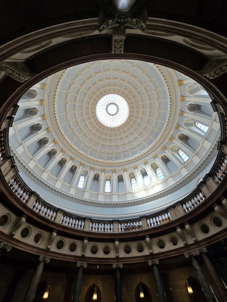 Looking up into the museum's rotunda dome