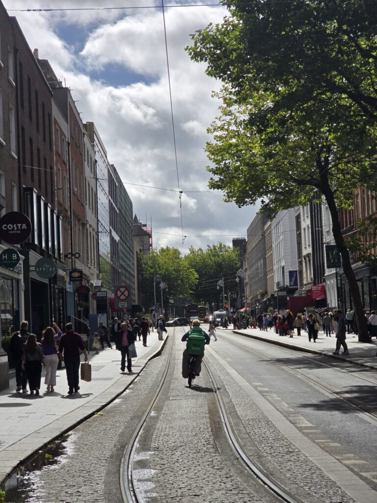 Luas tram tracks through the city centre