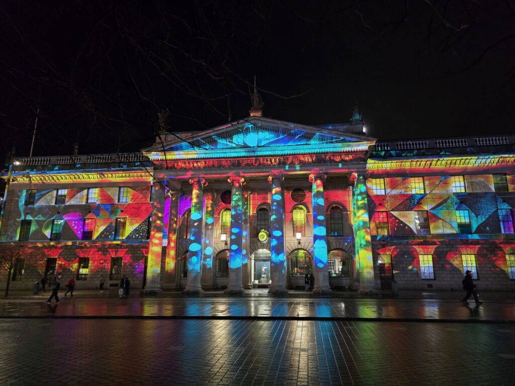 A light show on a Georgian facade
