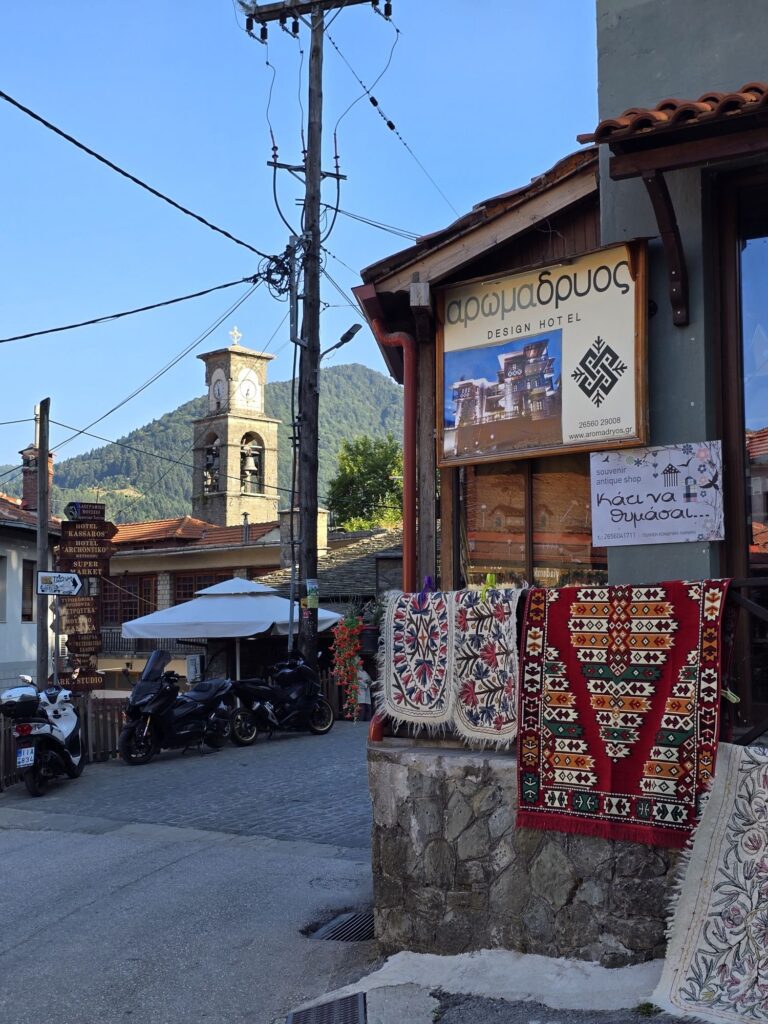 Handwoven rugs and the clock tower