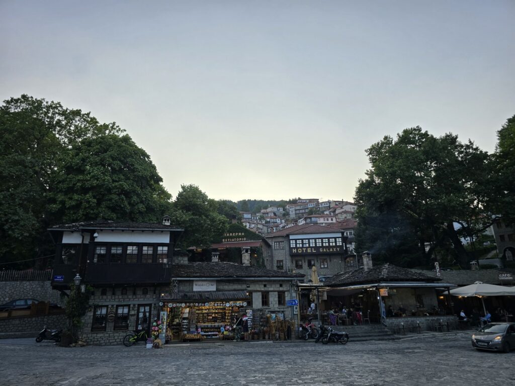 The main square at dusk